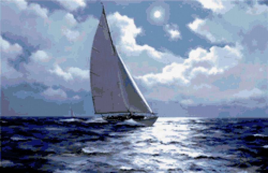 парусник - море, ночь, парусник - предпросмотр