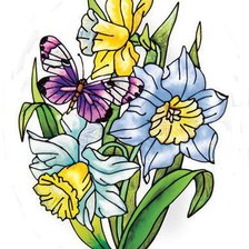Схема вышивки «ирисы и нарцисы»