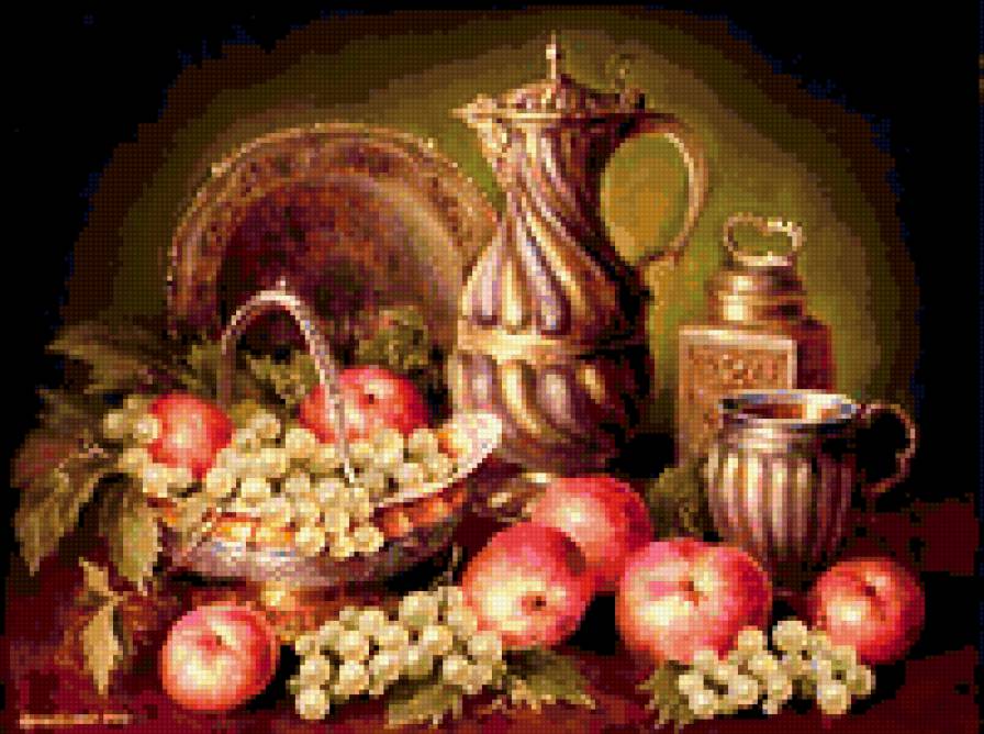 Натюрморт - натюрморт, фрукты, кувшин - предпросмотр