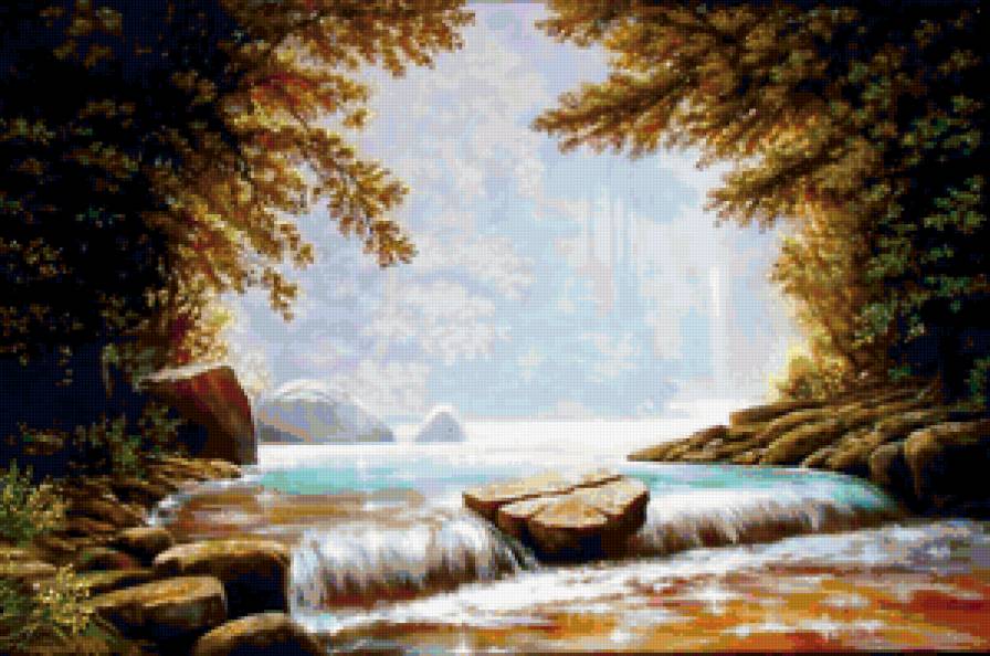 Пейзаж, лес, водопад - водопад, лес, пейзаж - предпросмотр