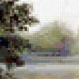 Предпросмотр схемы вышивки «Пейзаж, лес, река» (№378985)
