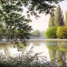 Схема вышивки «Пейзаж, лес, река»