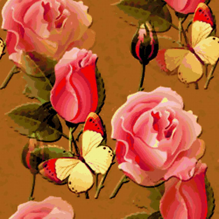 розы и бабочки - предпросмотр