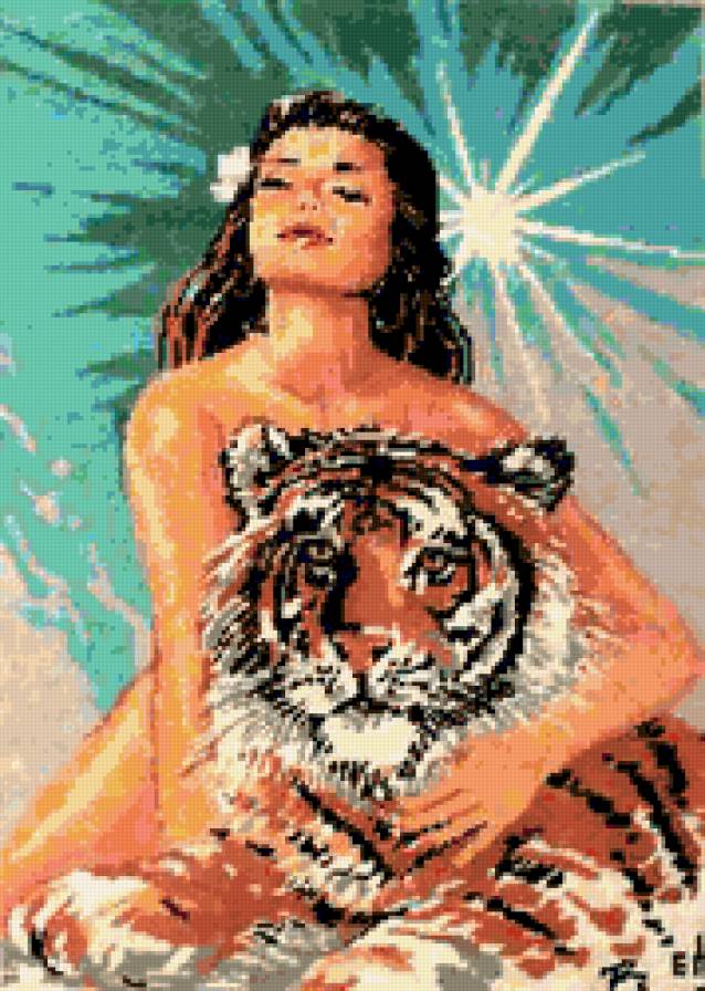леди и тигр 2 - красавица, женщина, леди, тигр - предпросмотр