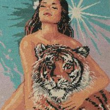 Схема вышивки «леди и тигр 2»