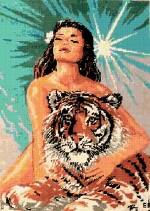 леди и тигр 04 - красавица, тигр, женщина, леди - предпросмотр