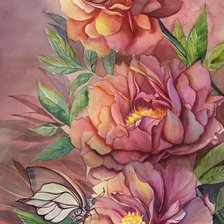 Схема вышивки «пионы»