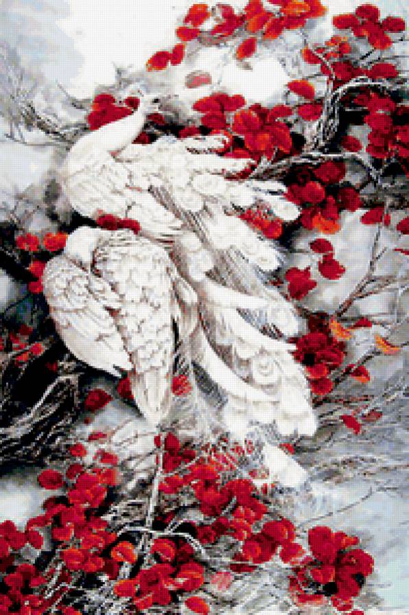 павлин - китай, птица, восток, живопись - предпросмотр