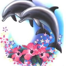 Схема вышивки «дельфины»