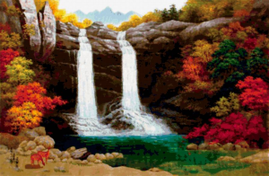 водопад - картина - предпросмотр
