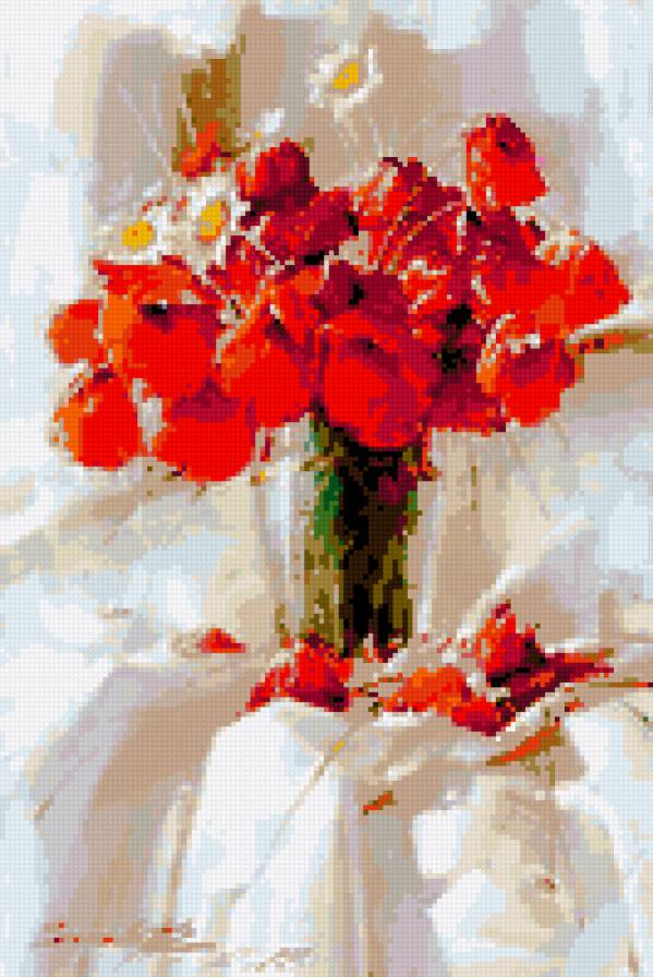 акварель - маки, ромашки - предпросмотр