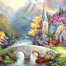 Схема вышивки «Домик в горах»