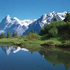 Схема вышивки «озеро в горах»