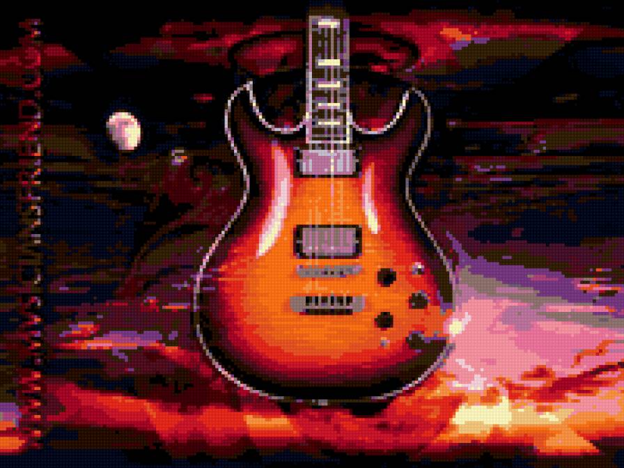 Гитара в лучах заката - музыка, закат, гитара - предпросмотр