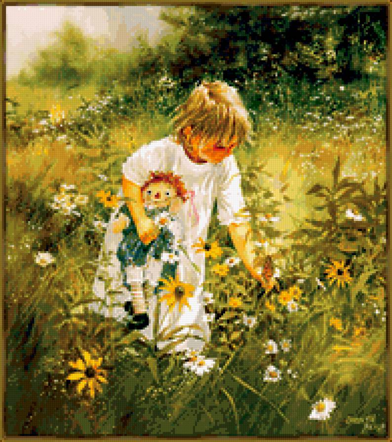 №380372 - лето, девочка, цветы. ромашки - предпросмотр