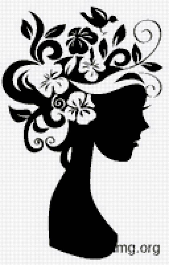 силуэт - схема, монохром, девушка - предпросмотр