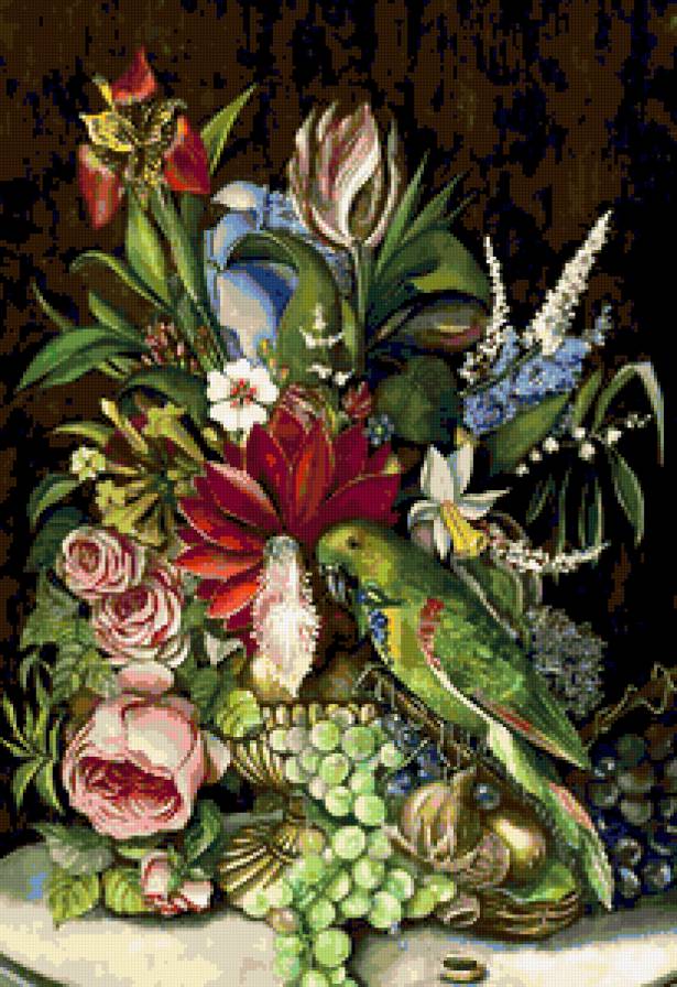 натюрморт с попугаем - предпросмотр