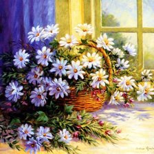 Схема вышивки «цветы в корзине»