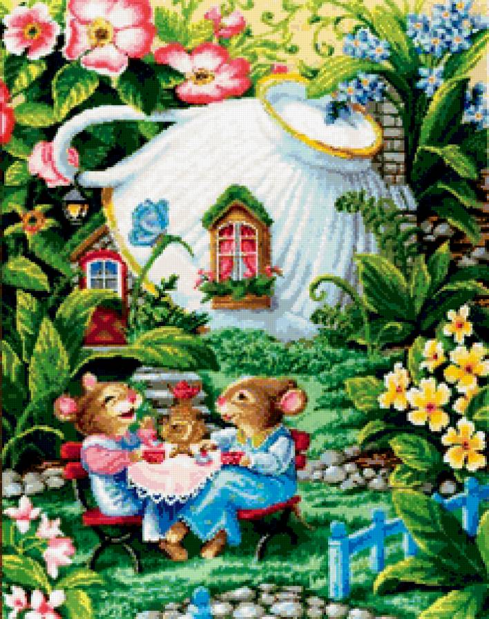 мышки за чаем - мышки, мультфильмы, детские - предпросмотр