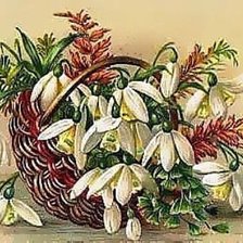 Схема вышивки «подснежники в корзине»