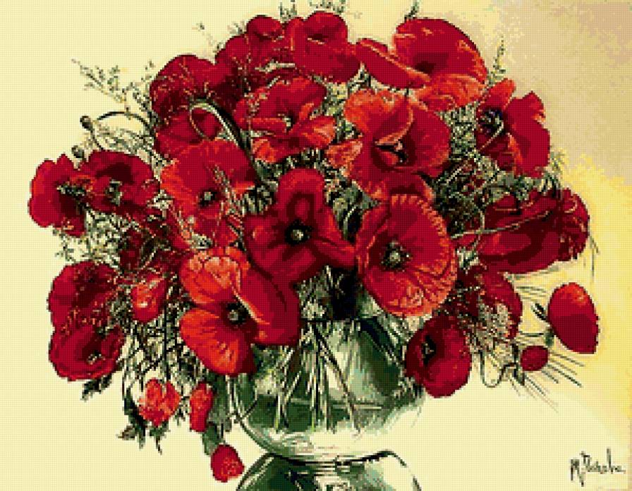 маки в вазе - предпросмотр