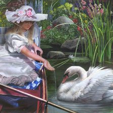 Схема вышивки «девочка и лебедь»