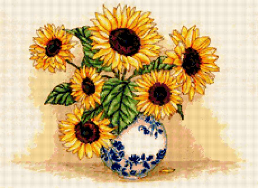 Подсолнухи - подушка, букет, подсолнух, цветы - предпросмотр