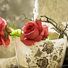 Схема вышивки «Розы в горшке DMC»