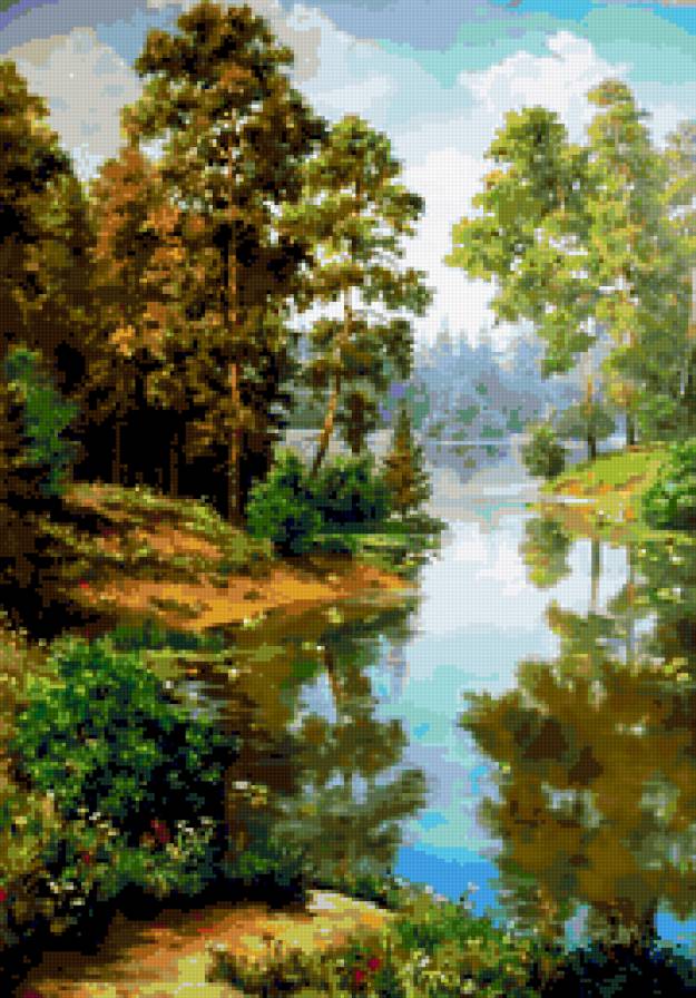 Чудный уголок - лес, лето, вода, пейзаж - предпросмотр