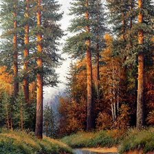 Схема вышивки «Сосны в вечернем свете»