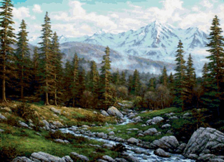 Пейзаж, лес, река, горы - река, пейзаж, лес, горы - предпросмотр