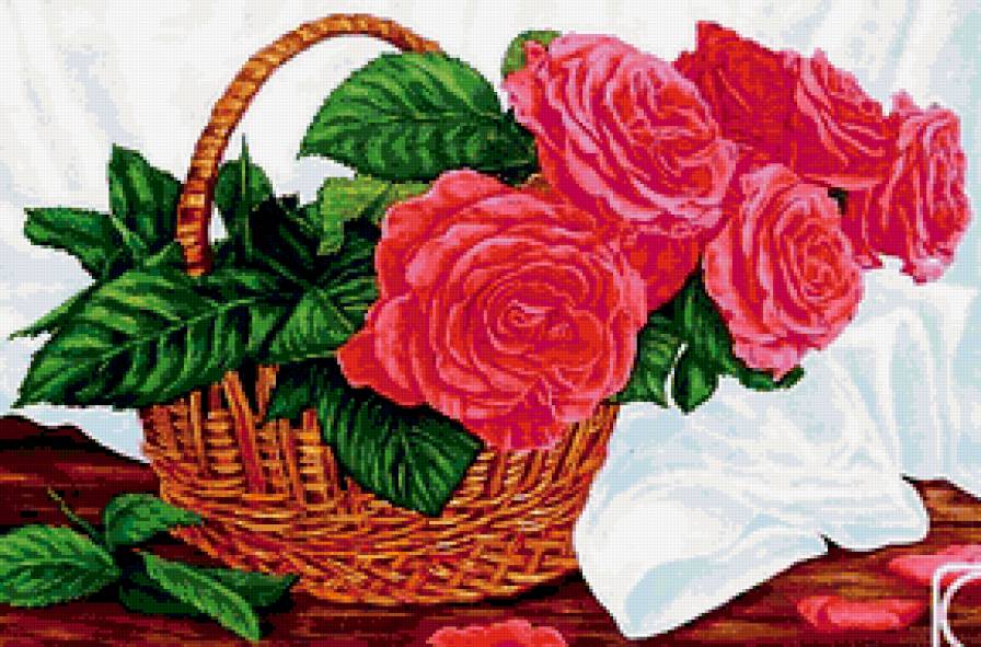 Розы в корзинке - розы, корзинка - предпросмотр