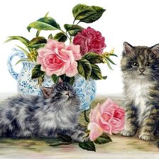 Схема вышивки «Котята»