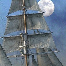 Схема вышивки «Парусник и луна»