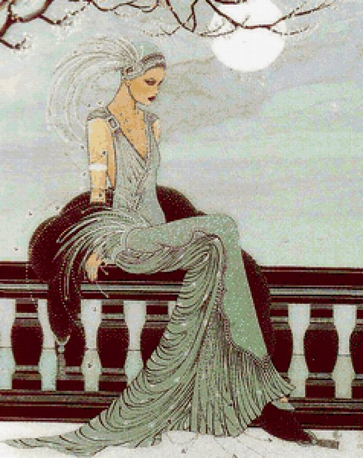 ожидание - дама, ночь, ретро - предпросмотр