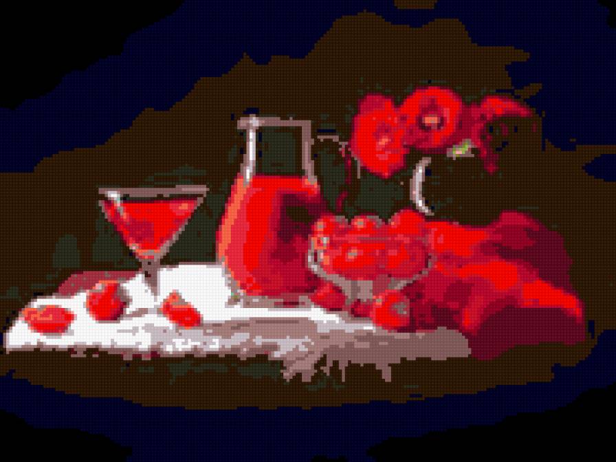 красный натюрморт - графин, вино, красный, кухня - предпросмотр