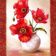 Схема вышивки «маки в вазе»
