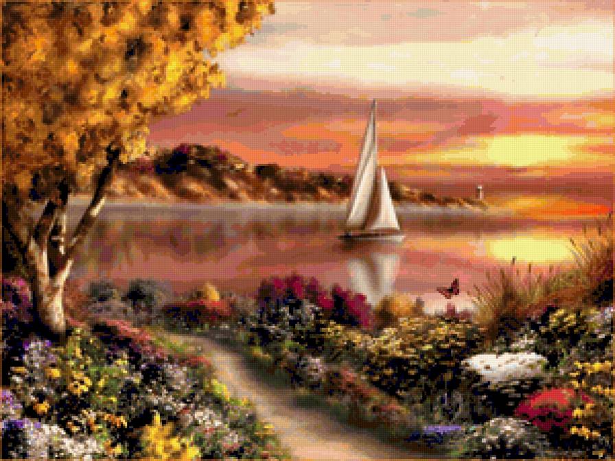 №382411 - дети, цветы, девушка, живопись, фэнтези, красота женщины, картины - предпросмотр