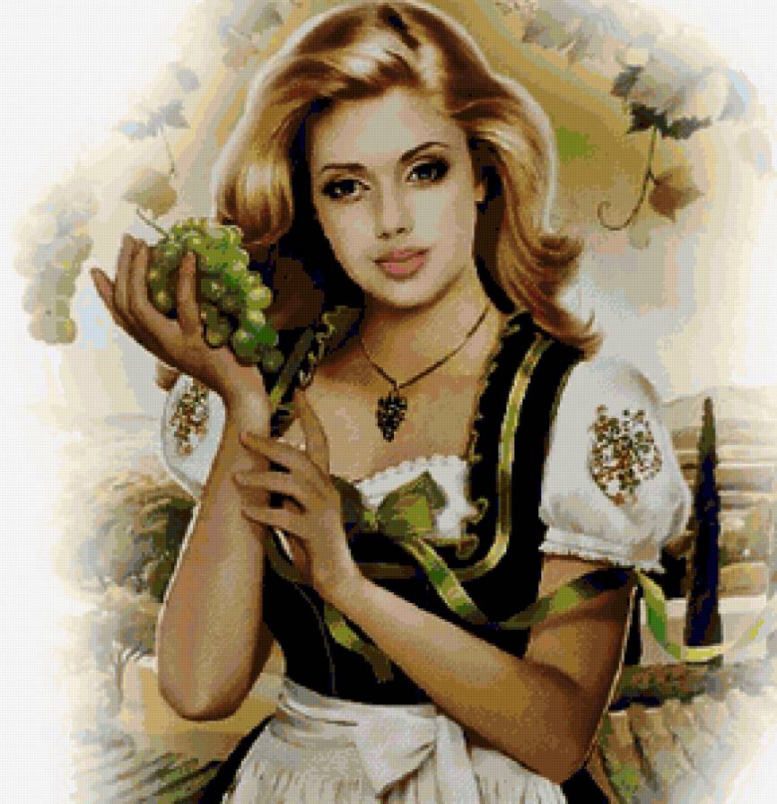 девушка с виноградом - предпросмотр
