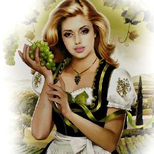 девушка с виноградом