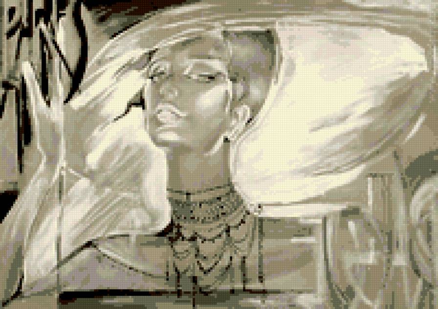 Графика - монохром, девушка - предпросмотр