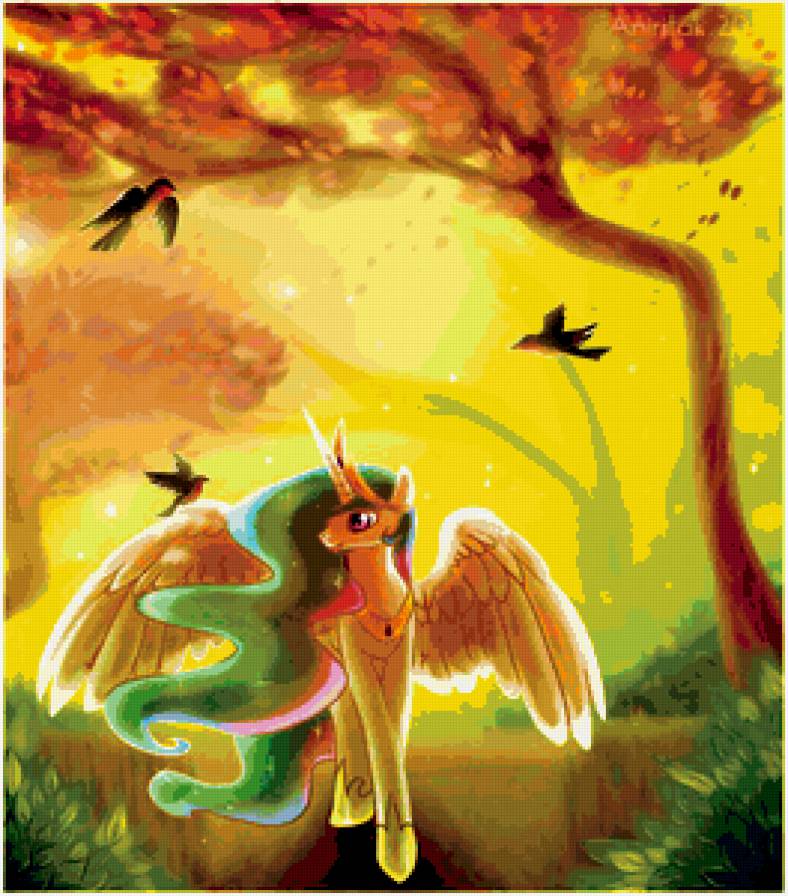 Селестия утром в саду - мой маленький пони - предпросмотр