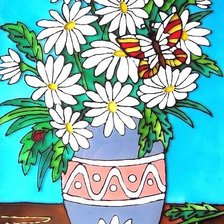 Схема вышивки «ромашки в вазе»