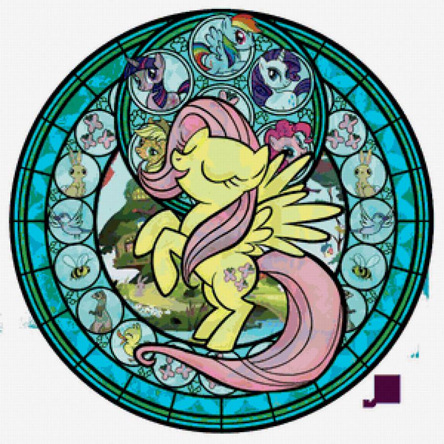 Витраж с Флаттершай - мой маленький пони - предпросмотр