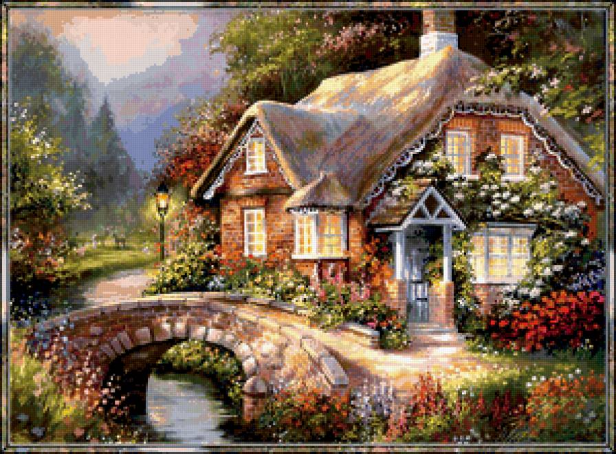 дачный домик - цветы, природа, пейзаж, лето - предпросмотр