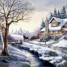 Схема вышивки «зимний пейзаж»