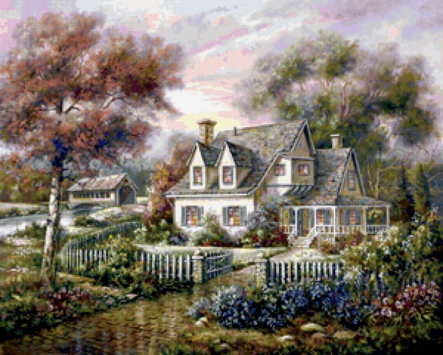 дачный домик - лето, пейзаж, природа, цветы - предпросмотр