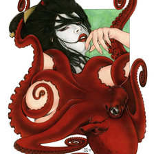 Схема вышивки «Гейша и осминог»