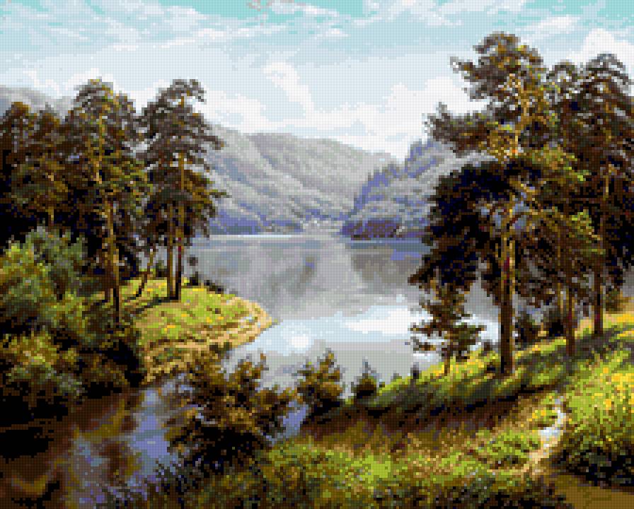 Голубые дали.1 - пейзаж, озеро, лес - предпросмотр