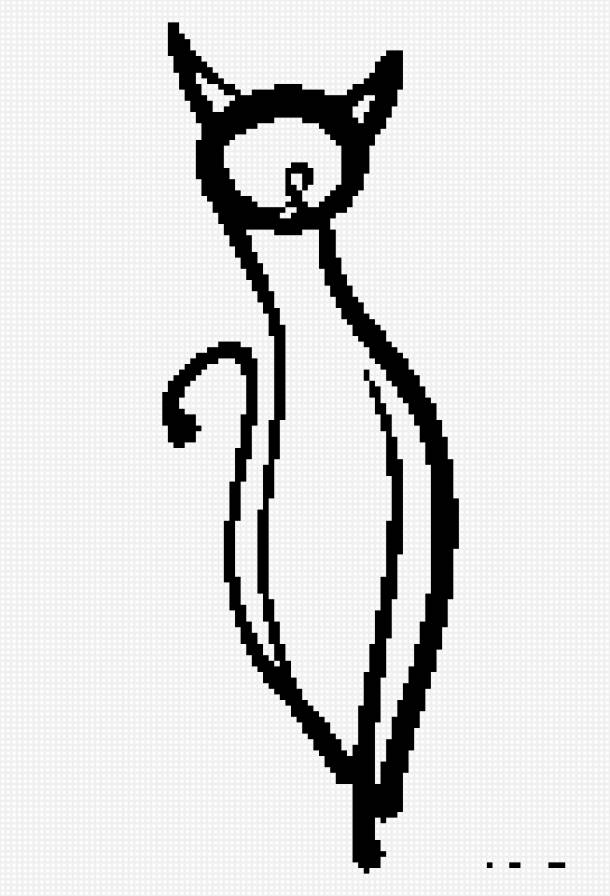 худ.франсуа дабо - силуэт кошки, монохром - предпросмотр